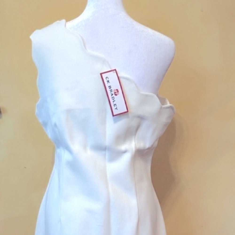 CK Bradley Mallorca Dress Winter White Large One Shoulder NWT